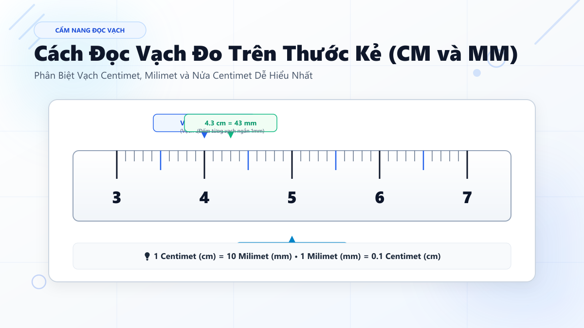 Cách Đọc Vạch Đo Trên Thước Kẻ Centimet và Milimet