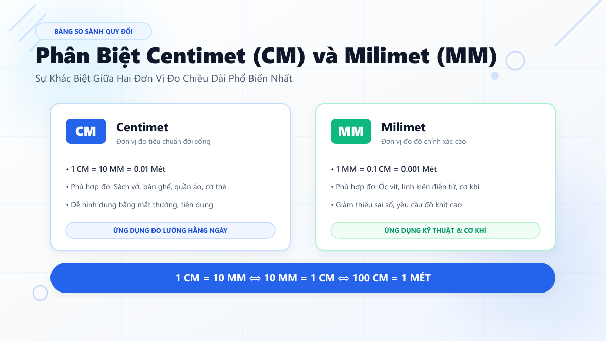 Phân Biệt Centimet (CM) và Milimet (MM): Bảng Quy Đổi Chuẩn